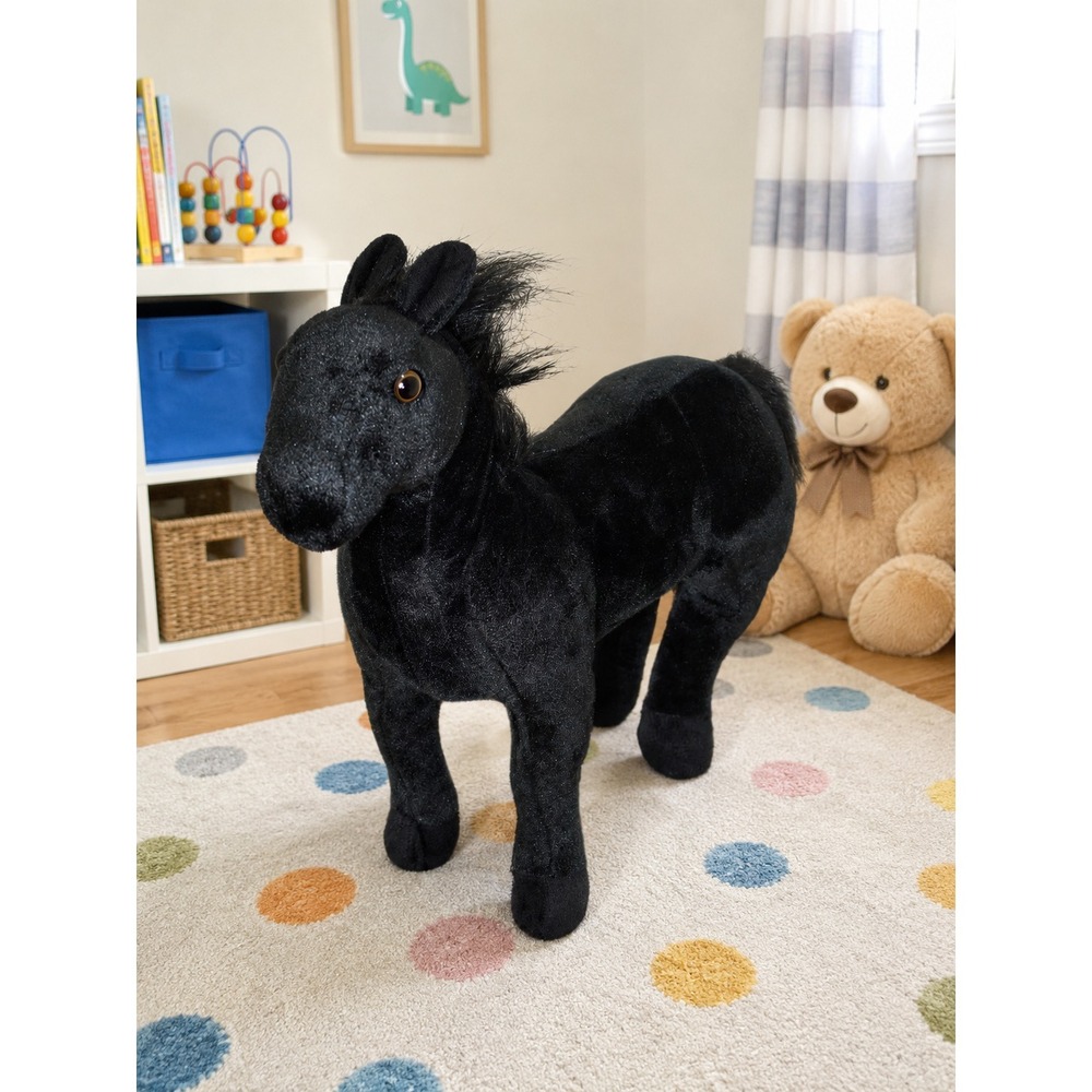 Tiger Tale Toys 17" Realistic Black Horse Poseable‎ Plush Stuffed Animal Toy